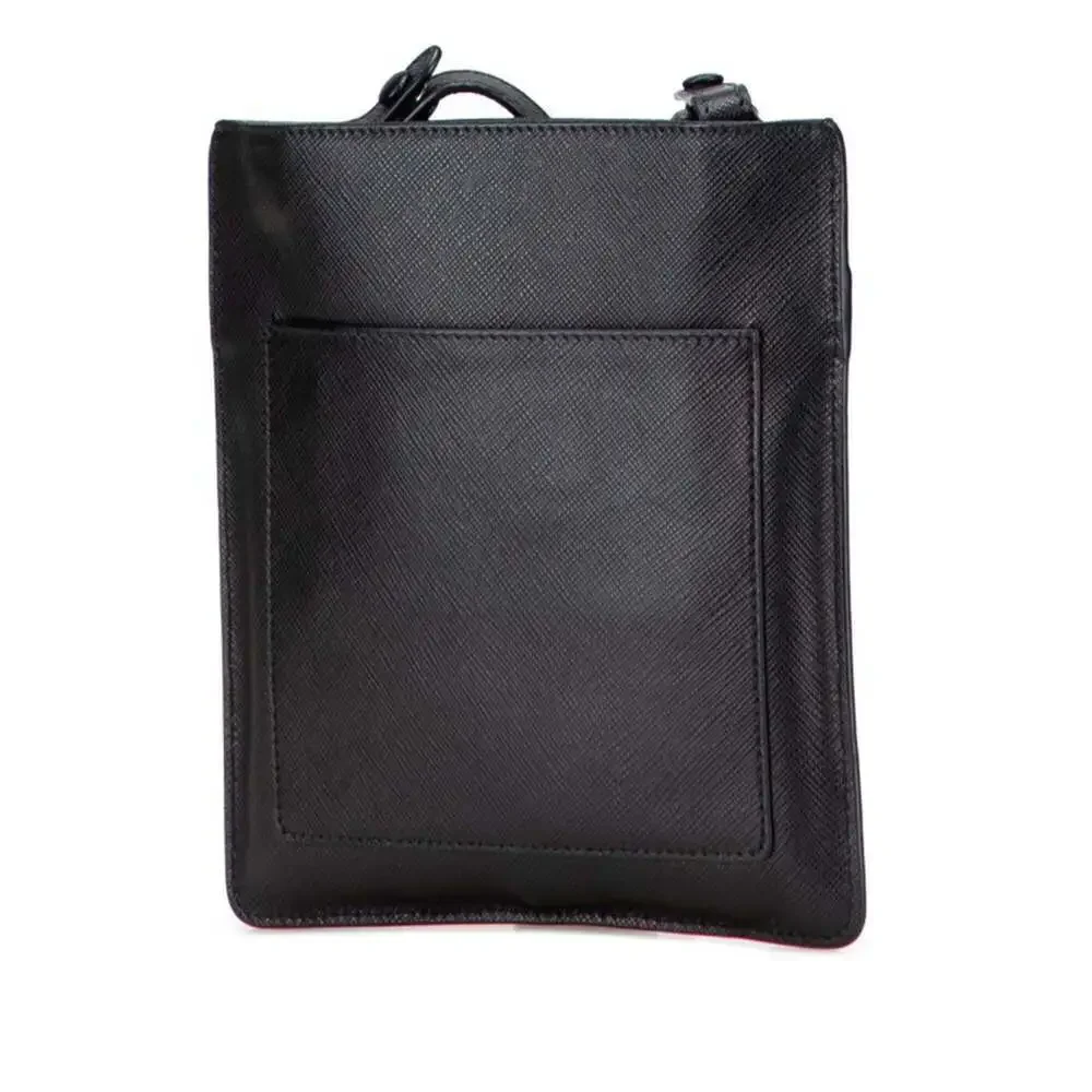 PRADA Black Leather Saffiano Shoulder Bag